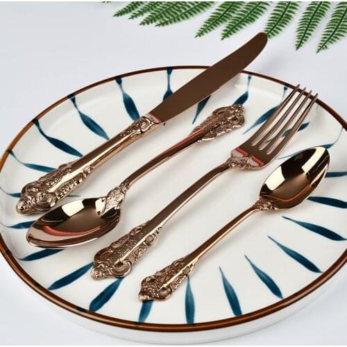 Stainless Steel Luxury Cutlery Set European Eco Friendly Knife Dinner Set Dining Table Kitchen Spoon Geschirr Table Art EK50DS