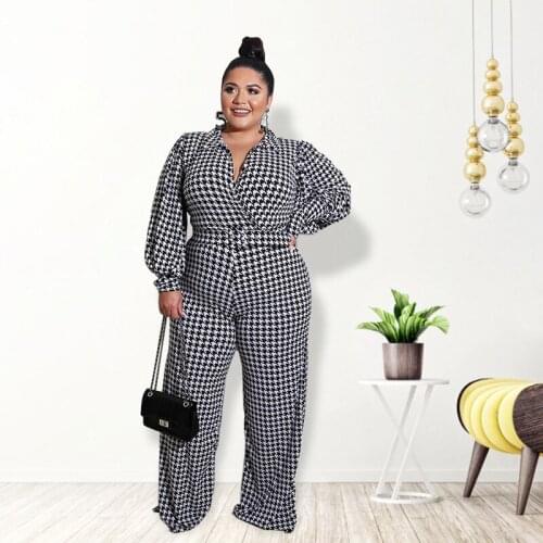 2021 Clothing New Fashion Popite WomenS Spring And Autumn Bubble Sleeve Printed Jumpsuit