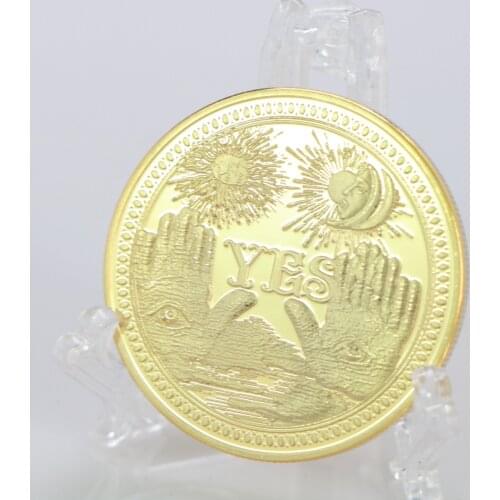 Three-dimensional Relief Yes Gold-plated Commemorative Coin Sun Moon Angel Skeleton No Decision is Better Than Good Evil Coins