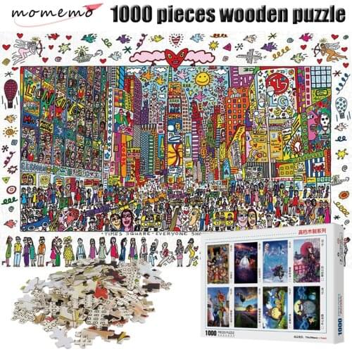 MOMEMO Times Square Puzzle 1000 Pieces Cartoon Painting Adult Puzzle Wooden Puzzle 1000 Pieces Puzzles Children Christmas Toys