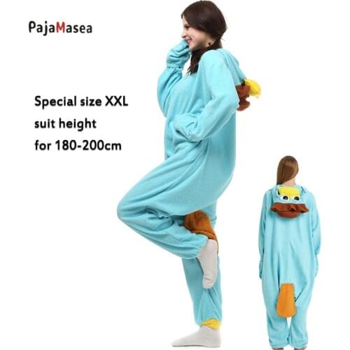 XXL PAJAMASEA Men Platypus Costume Onesie For Adults Women Girl Cartoon Pajamas Boy Men Christmas Cosplay Party Raccoon Kigurumi