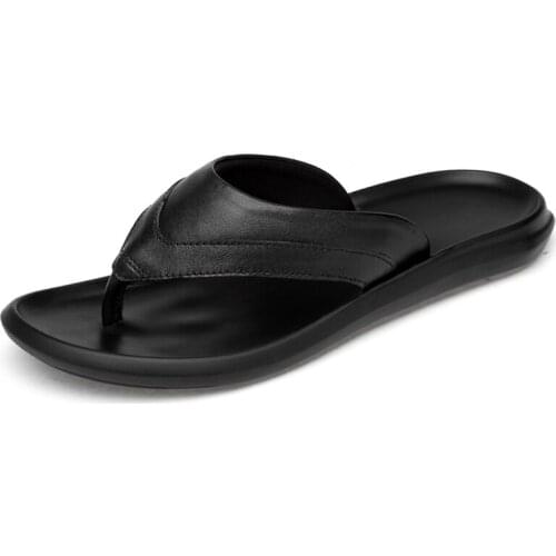 Plus size 45 Fashion Genuine leather Men flip flops Outdoor waterproof Beach sandals Summer Men Slippers Zapatos De Hombre