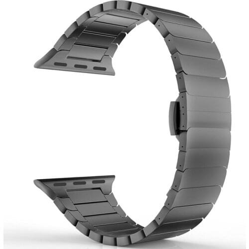 Compatible With for Apple Watch Band 5 4 3 2 1 44mm 42mm 40mm 38mm Stainless Steel Metal Wristband Butterfly Buckle Strap