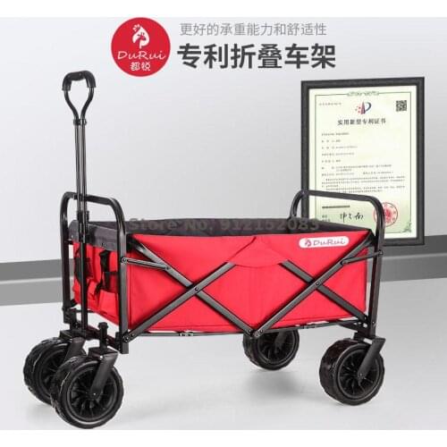 Folding Portable Campsite Small Trailer Shopping Outdoor Picnic Four-wheeled Trolley Small Push Shopping Fishing Camping Van