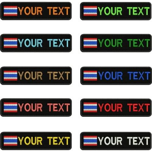 Thailand Flag 10X2.5cm Embroidery Custom Name Text Patch Stripes badge Iron On Or Sew On Or Velcro Backing Patches For Clothes