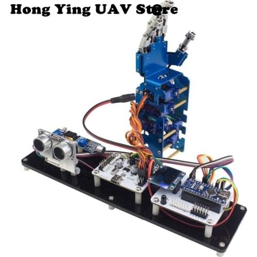 DIY 5DOF Minihand humanoid robot hand Arduino NANOTM32 single chip ultrasonic sensor robot toy