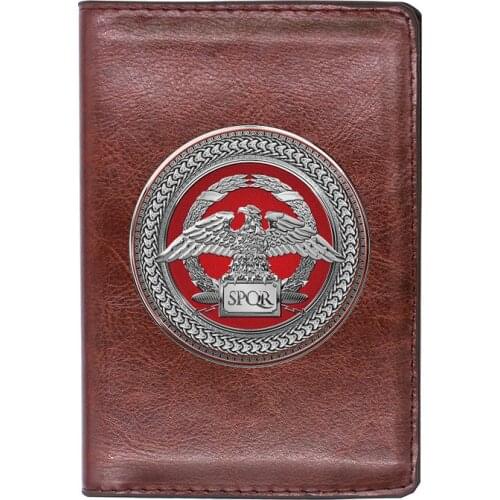 High Quality Leather Vintage Roman Legion Eagle Printing Travel Passport Cover ID Credit Card Case