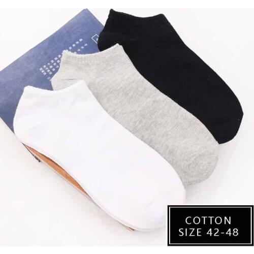 High Quality Socks Men Large size 42 43 44 45 46 47 Casual Breathable Fashion Black White Solid Male Oversize Cotton Ankle Socks