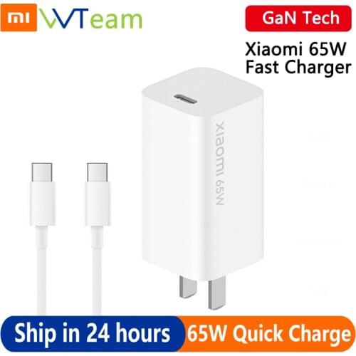 Xiaomi Mi 65W GaN Quick Charger QC 3.0 Type-C PD USB Chargers with cable Portable Fast 20V-3.25A For Mi Phones Laptop