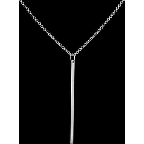 Simple Classic Fashion Stick Pendant Necklace Hollow Girl Long Link Chain Square Copper Necklaces Long Strip Jewelry For Women