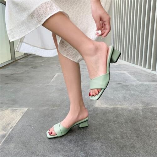2021 New Concise Open-Toed Heels Women Summer Sandals For Walking Home High Heels Pumps Casual House Shoes Woman Heels
