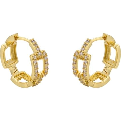 ZHUKOU 1 pair gold/silver color big hoop earrings Creative Crystal Rectangular stitching women earrings Fashion Jewelry VE333