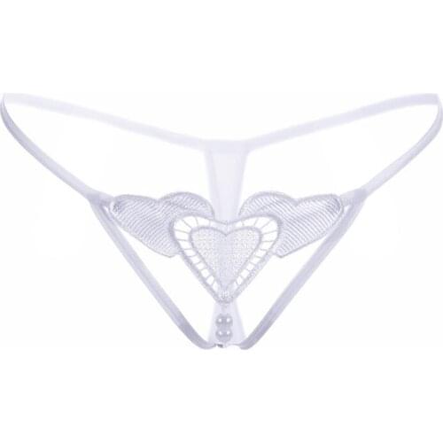 Women Sexy Lace Knickers Panties Lingerie Briefs Pearl heart Underwear Thongs G-string Intimates Briefs Underpants F0104