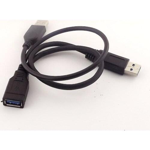 1pcs Superspeed USB 2.0 + USB 3.0 Type A Male to USB 3.0 A Female Y Cable Connector 35cm