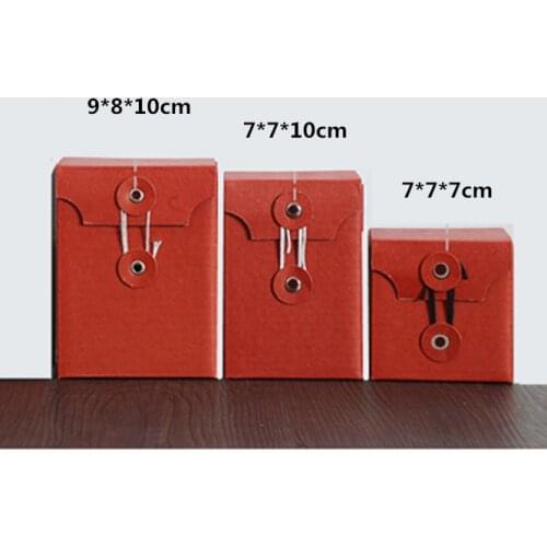 100pcs Vintage Retro Red/Kraft Creative Kraft Paper Box DIY Wedding Favor Gift Box Candy Cup gift box Packaging With Rope