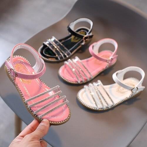 2021 Baby Fashion Rhinestone Little Girl Summer Sandals Kid Princess Dress Shoes For ChildrenS Beach Shoe 1 3 5 7 9 11 12 Years