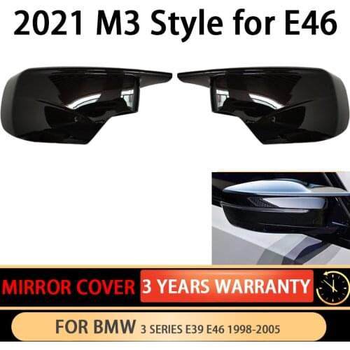 2021 Lastest M3 Sytle Car Side Door Rear View Mirror Cover Cap Replacement For BMW E46 E39 1998-2005 4Dr 51168238375 51168238376