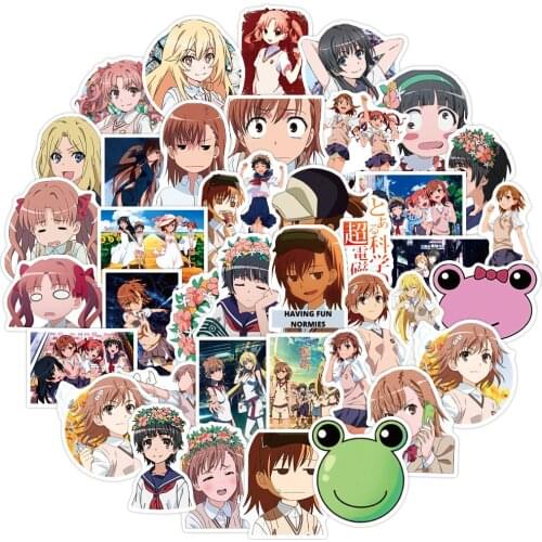 50Pcs Misaka Mikoto Stickers for Laptop PS5 Luggage Water Bottles Skateboard Car Gifts for Boys DIY Graffiti Stickers