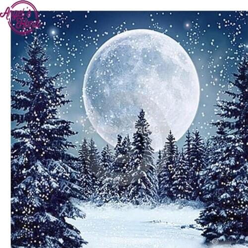 5D DIY diamond embroidery Winter landscape diamond painting Cross Stitch full square Rhinestone mosaic decoration gift ZX