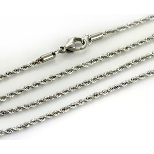 Free DHL wholesale Stainless Steel Thin 2.3mm Rope chain necklace 18''-24'' women Jewlery fit pendant