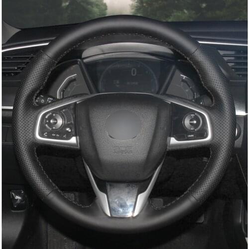 Black PU Leather DIY Car Steering Wheel Cover for Honda Civic 10 2016-2021 CR-V CRV 2017-202 Clarity 2018-2021