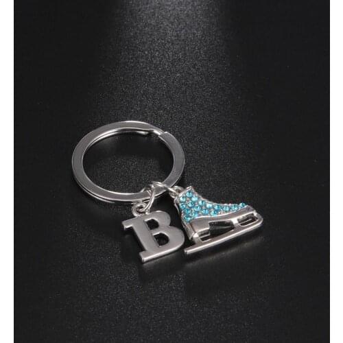 COOLTIME Initial 3D Keychain Zircon Crystal Skates Shoes Letter Pendant 26 Enamel Gifts For Woman Man Key Ring Jewelry 2021