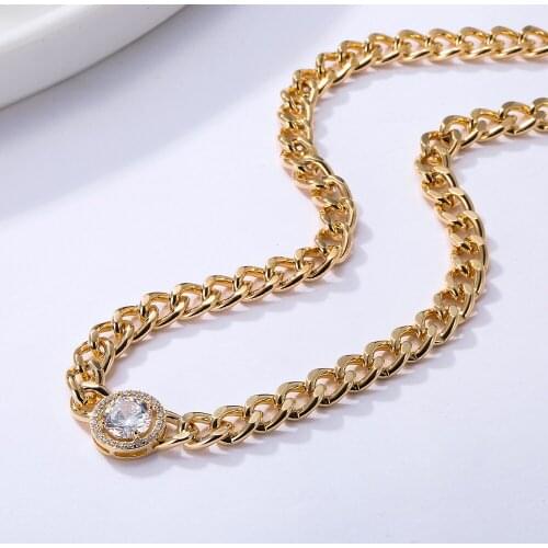 Gold Silver Color Chain Necklace For Women Cubic Zircon Heart Queen Choker Necklaces Party Wedding Fashion Jewelry Accessories