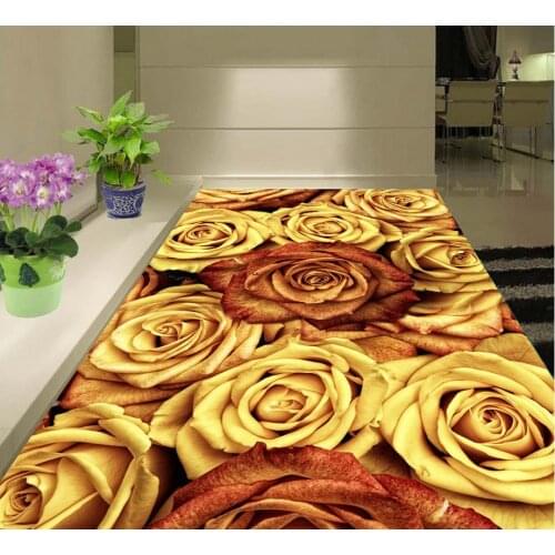 Home Decoration 3d wallpaper pvc Retro Rose 3D floor floor wallpaper 3d for bathrooms 3d customized wallpaper