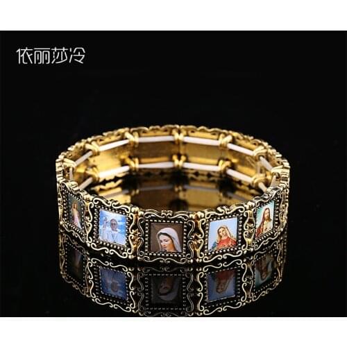 Jesus Cross Beaded Bracelet, Jesus Christian Cross Bracelet, Christ Core Beaded Alloy Bracelet. Random picture