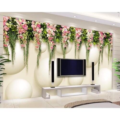 Customized 3d stereo background flower curtain TV background wall обои home and wealthy peony Chinese style decorative painting