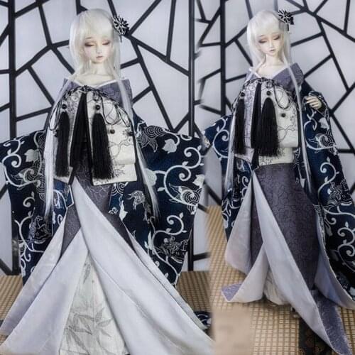 Japanese Style gentle wind Dark blue Kimono 1/3 1/4 1/6 Uncle Boy Girl SD MSD YOSD BJD Doll Clothes