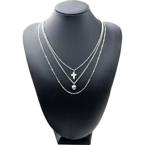 Mothers Day resin cross charm pendant special bead chain and pressure casting Heart-shaped pendant necklace