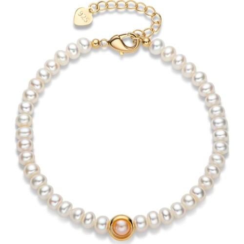 Lnngy 14k Gold Filled Bracelet Genuine Cultured Freshwater Pearl Jewelry Bracelet Clasp Fashion Twisted Bracelet Bangle Gifts