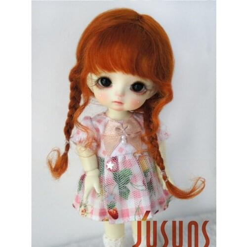 Item D2033B Soft BJD Mohair Wigs for Size 3-4 Inch 5-6 Inch 6-7 Inch Doll Lovely Two braids Doll Hair Top Doll Accessories