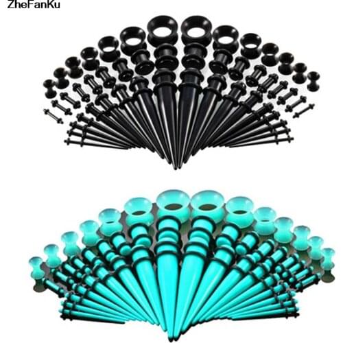 50Pcs/Set Hot Acrylic Ear Gauge Taper And Plug Stretching Kits Flesh Tunnel Expansion Body Piercing Jewelry
