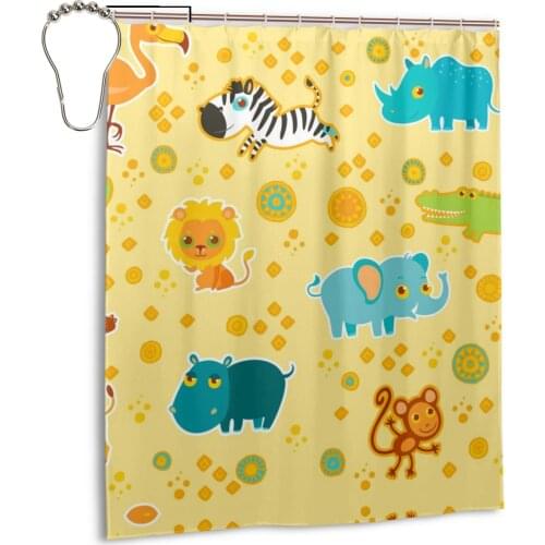 NEW Elephant Take a shower Curtains Bathroom Curtain Frabic Waterproof Polyester Bathroom Curtain with Hooks