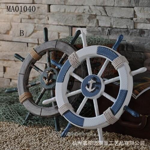 NEW ARRIVAL DIAMETER 46 CM RUDDER WOOD CRAFTS DECORATIVE HELMSMAN MEDITERRANEAN STYLE HOME DECORATION ACCESSORIES