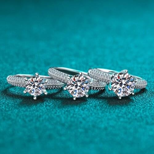 Passed Diamond Test Excellent Moissanit Ring 925 Sterling Silver Perfect Cut 1-2Ct Gem Ring Wedding Women Fashion Accessories