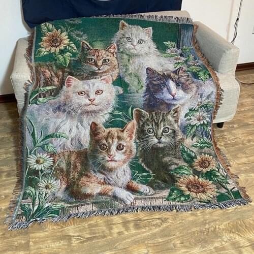 American Sunflower Cat Throw Blanket Multifunction Christmas Sofa Covers Cobertor Dust Cover Air Conditioning Blankets For Bed