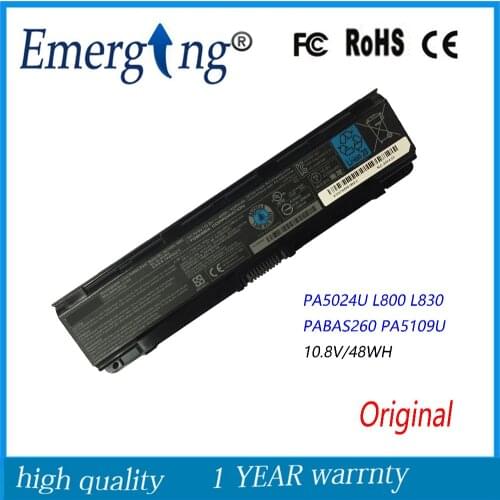 10.8V 48Wh New Original Laptop Battery for Toshiba Satellite C855D C55 C50 PA5024U PA5109 L800 L830 PA5024-1BRS PABAS260