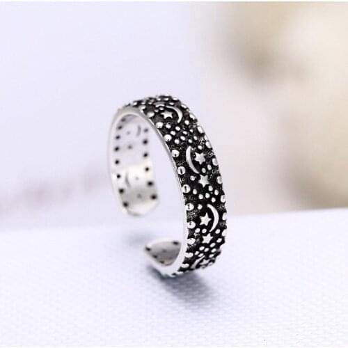 Original Design Bohemian Retro Moon Star Ring For Women Fashion Open Finger Rings Female Boho Jewelry