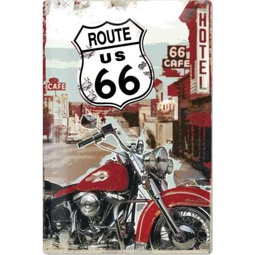 Original Retro Design Route 66 Tin Metal Signs Wall Art | Thick Tinplate Print Poster