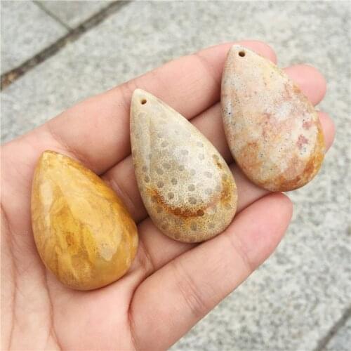 Beautiful Natural Coral Fossil Chrysanthemum Stone Lucky Amulet Pendant Necklace For Women Men pendants 1pcs