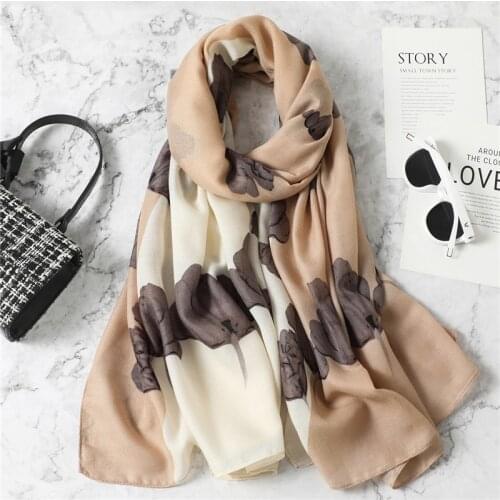 Europe Popural Cotton Scarf Hijab Women Large Floral Headband Scarves Large 180cm*90cm Shawl Wrap Beach Stole Foulard Dropship