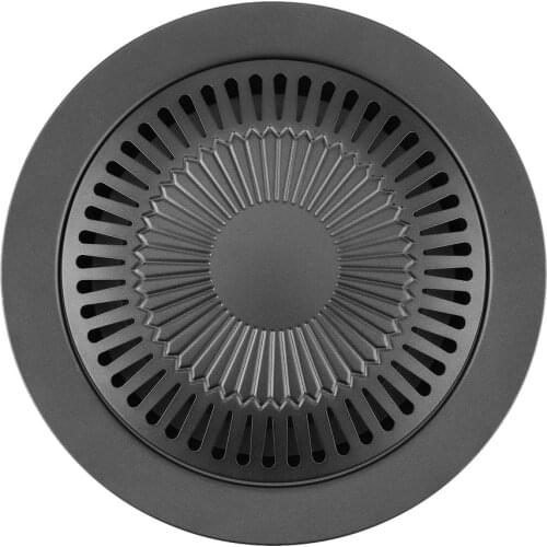 Portable Round Shape Smokeless Indoor Barbecue Grill with Brush Non-Stick Barbecue Pan Roasting Tray Kitchen BBQ Cooking Tools