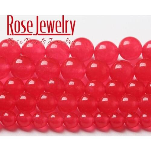 Natural Watermelon Red Jades Beads Red Chalcedony Round Loose Beads For Jewelry Making Diy Bracelets 4 6 8 10 12mm 15" Wholesale