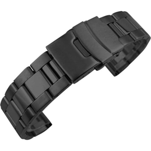 3 Pointer Stainless Steel Watchband 18mm 20mm 22mm 24mm 26mm 28mm Matte Deployment Buckle Replacement Bracelet Watch Band Strap
