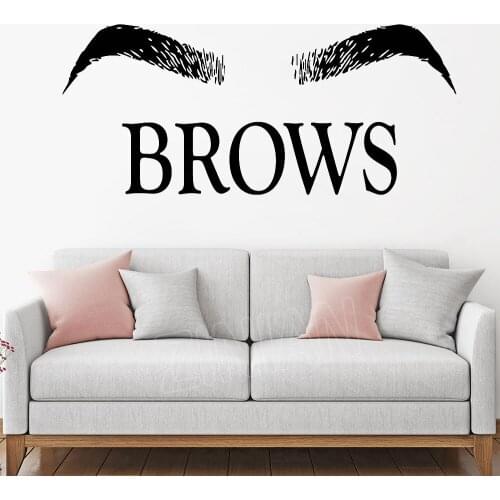 Eyelashes Lashes Extensions Vinyl Decal Wall Stickers Eyebrows Brows Beauty Salon Quote Wall Decal Make Up Bedroom Decor WL292