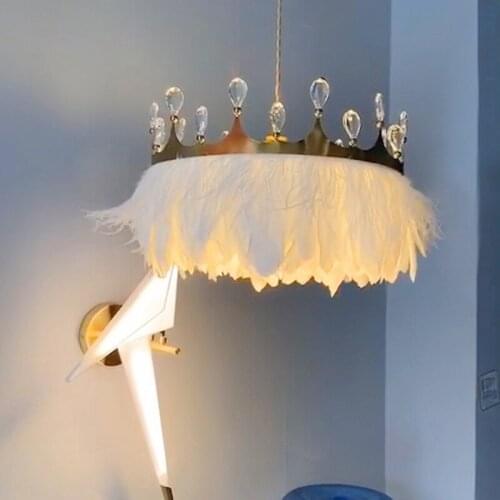 Nordic Light Luxury Chandelier Crown Personality Feather Bedroom Romance Creativity Simple Postmodern Living Room Bedroom