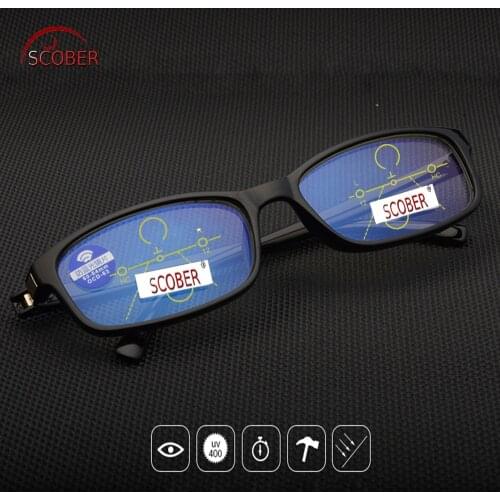 = SCOBER = Progressive Multifocal Reading Glasses Designer Hand Made Frame Black Eyeglasses See Near And Far TOP 0 ADD +1 To +4